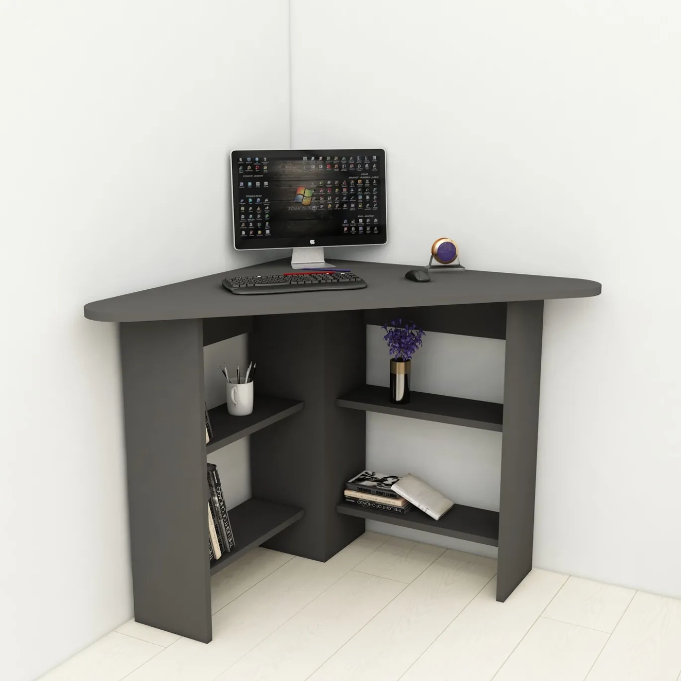 Bureau Corner Melamine Antraciet