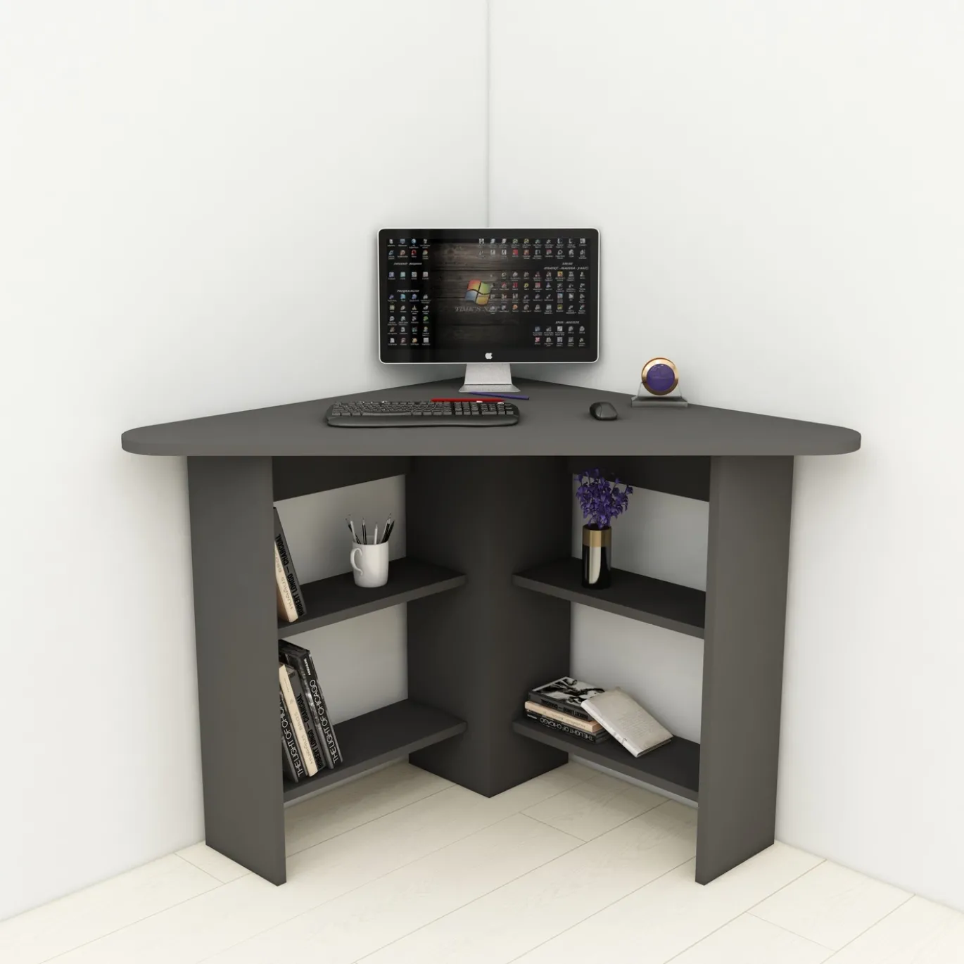 Bureau Corner Melamine Antraciet