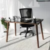 Bureau Cozy Glas Smoke/Walnoot 110cm