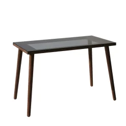Bureau Cozy Glas Smoke/Walnoot 110cm