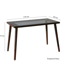 Bureau Cozy Glas Smoke/Walnoot 110cm