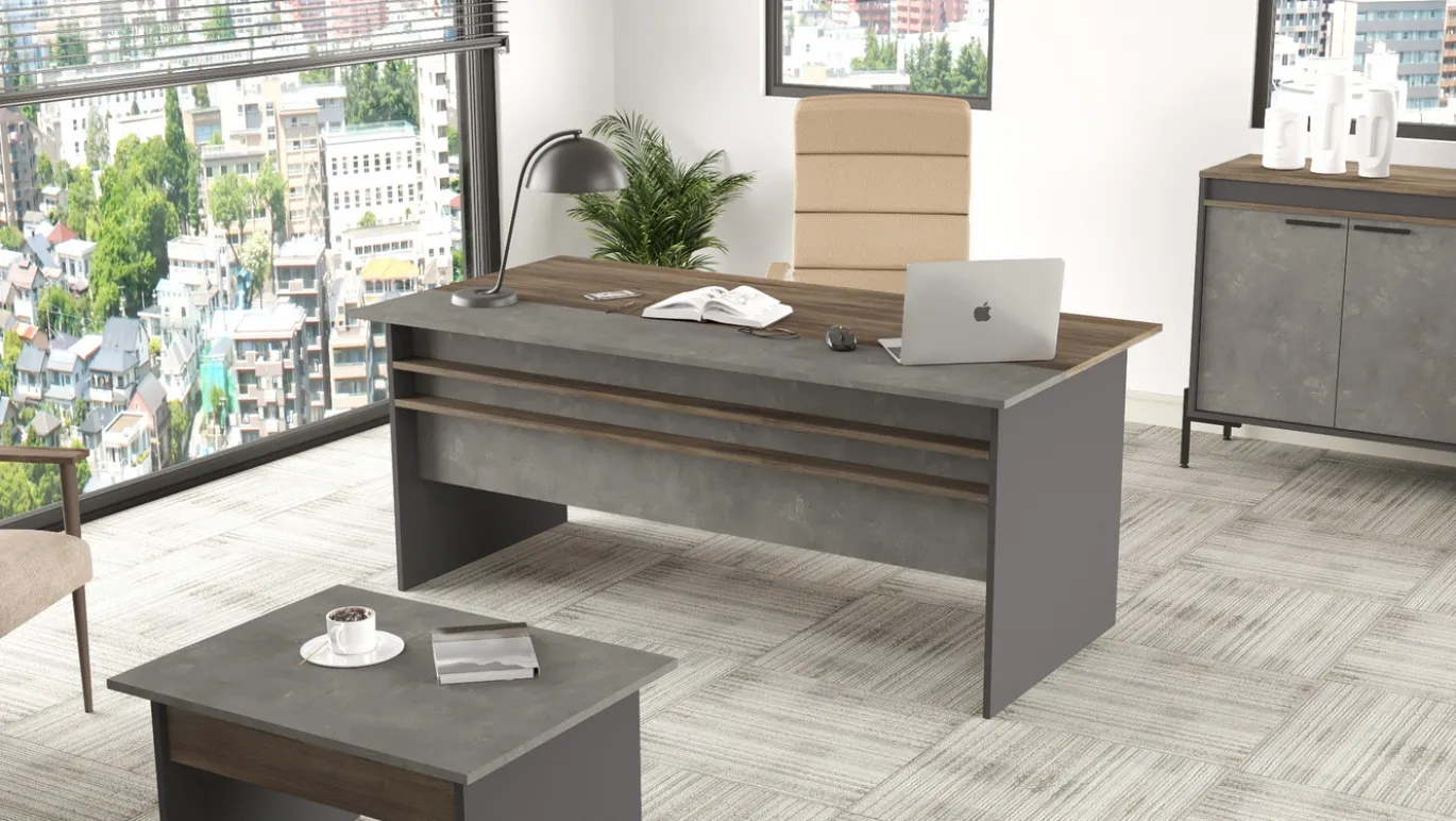 Bureau De Haan Bruin/Antraciet 180cm