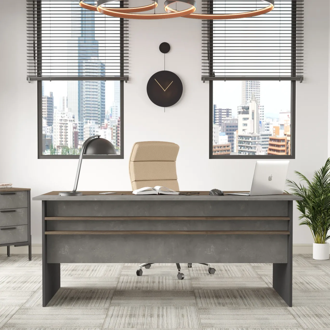 Bureau De Haan Bruin/Antraciet 180cm