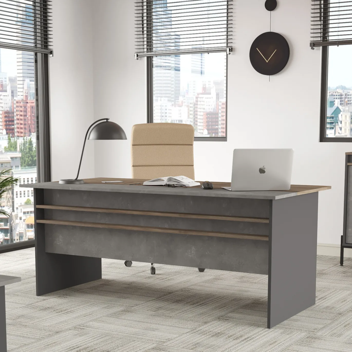 Bureau De Haan Bruin/Antraciet 180cm