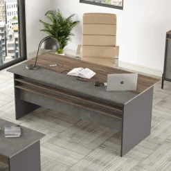 Bureau De Haan Bruin/Antraciet 180cm