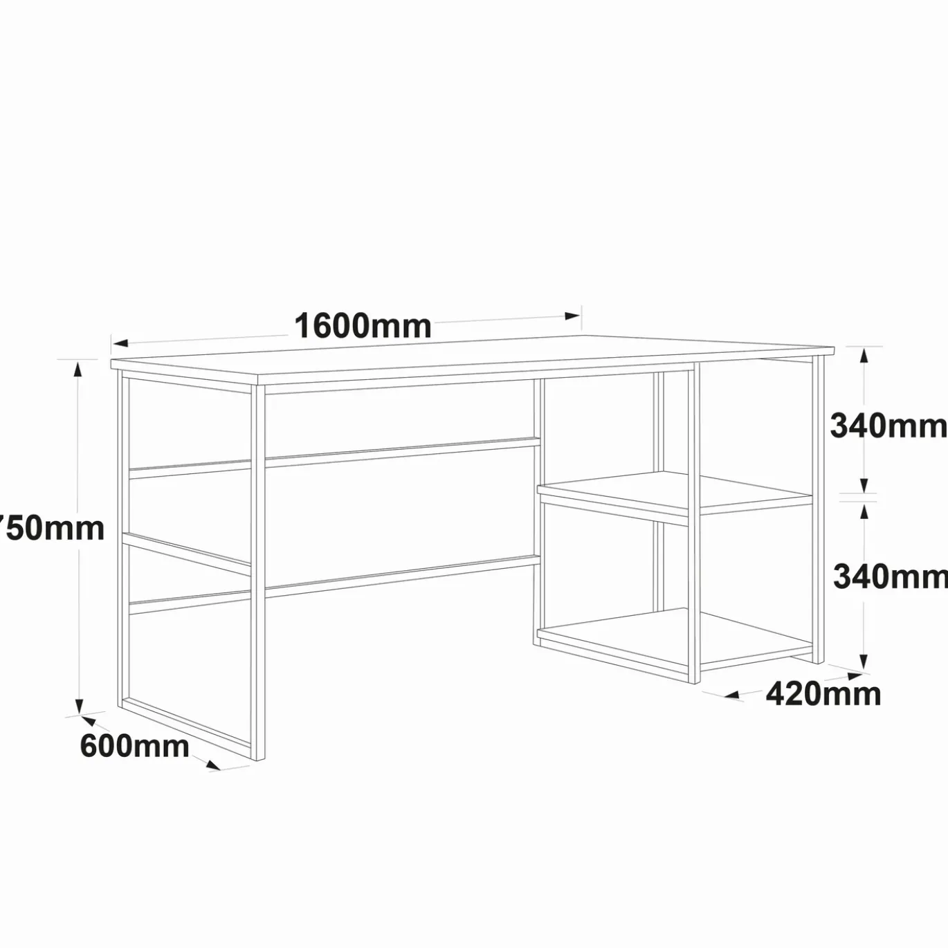 Bureau Demre Melamine Naturel 160cm