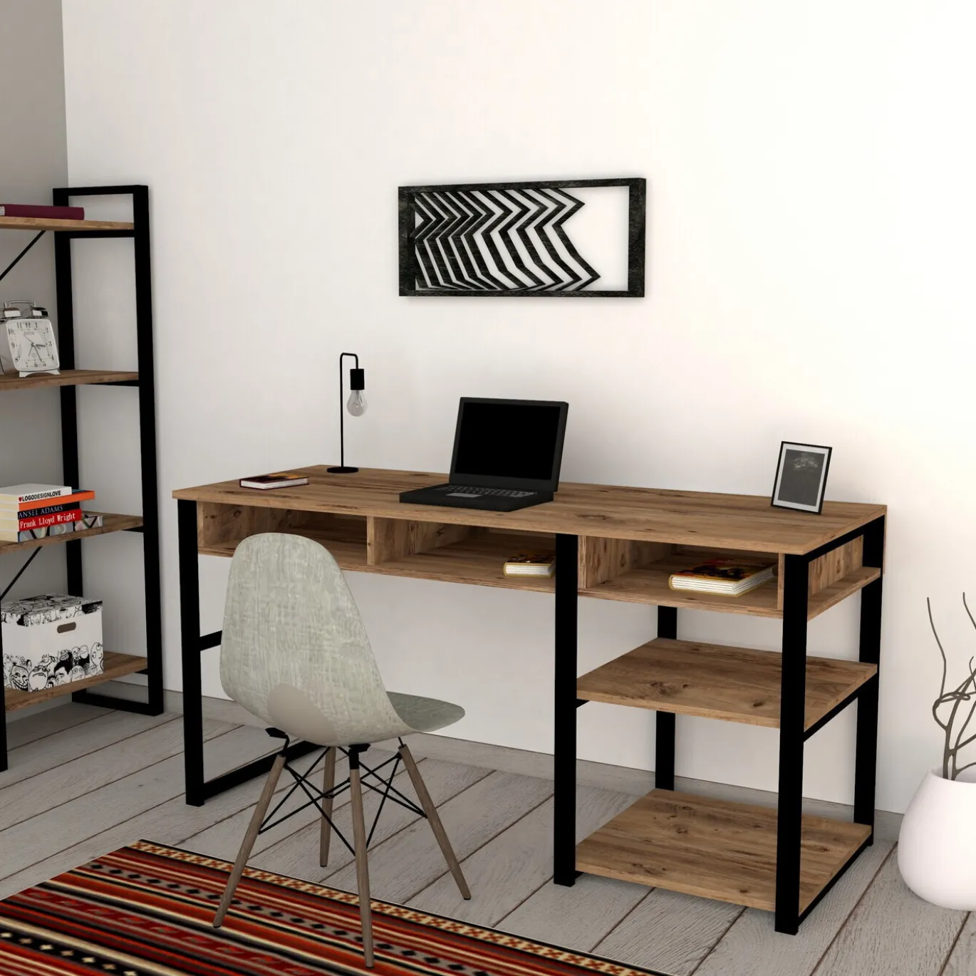 Bureau Emro Melamine Walnoot Zwart