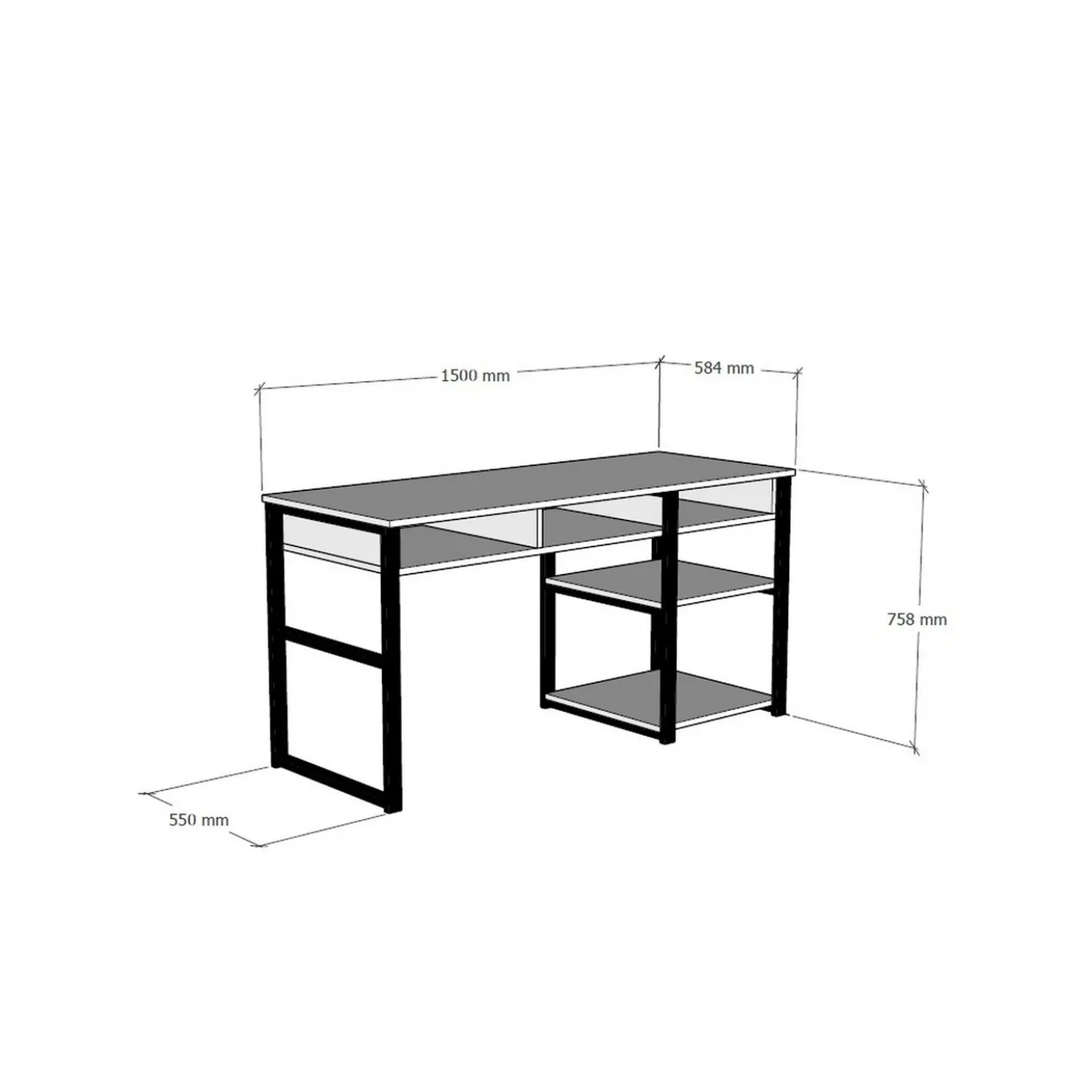 Bureau Emro Melamine Walnoot Zwart
