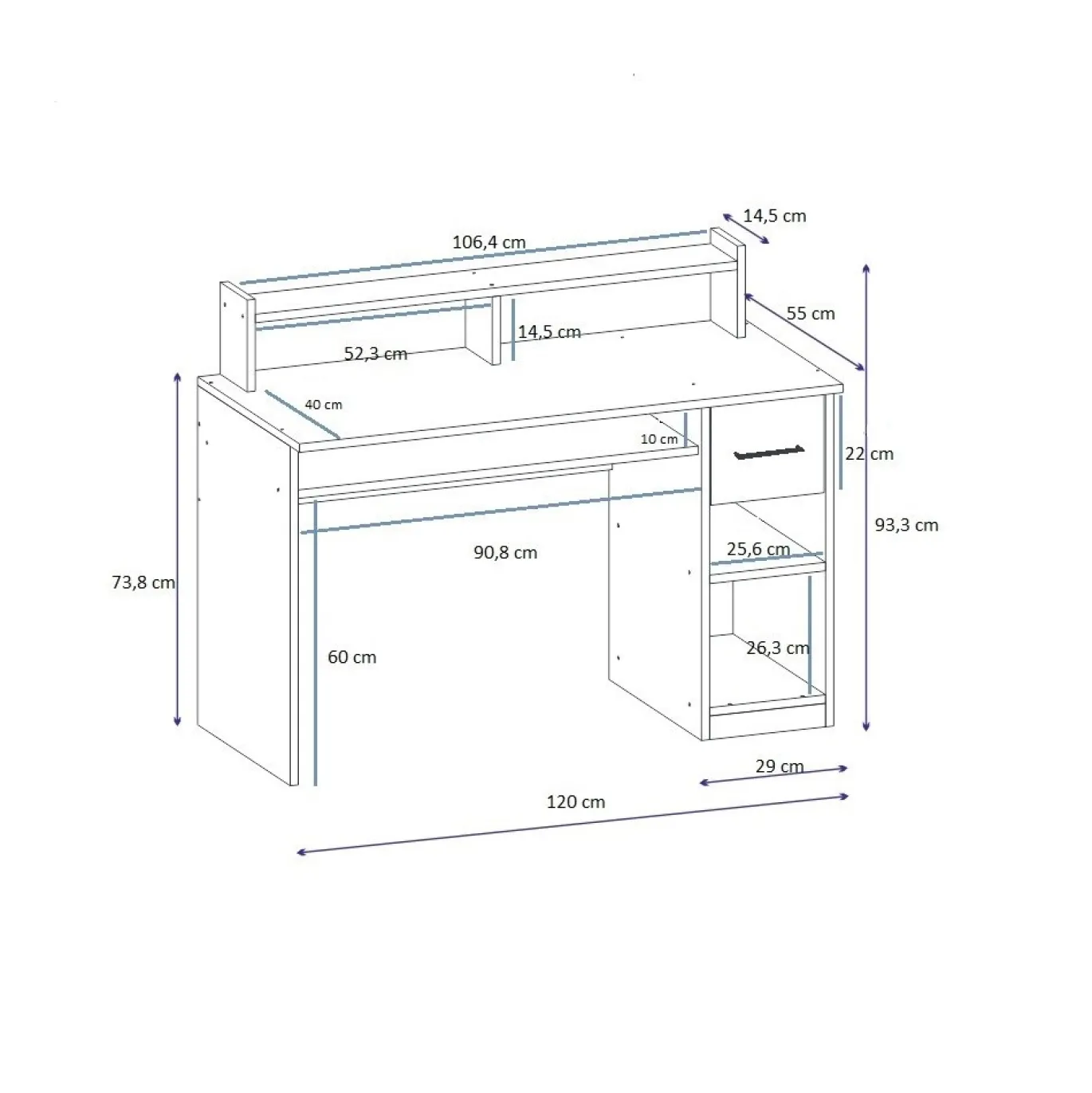 Bureau Eslem Wit 120cm