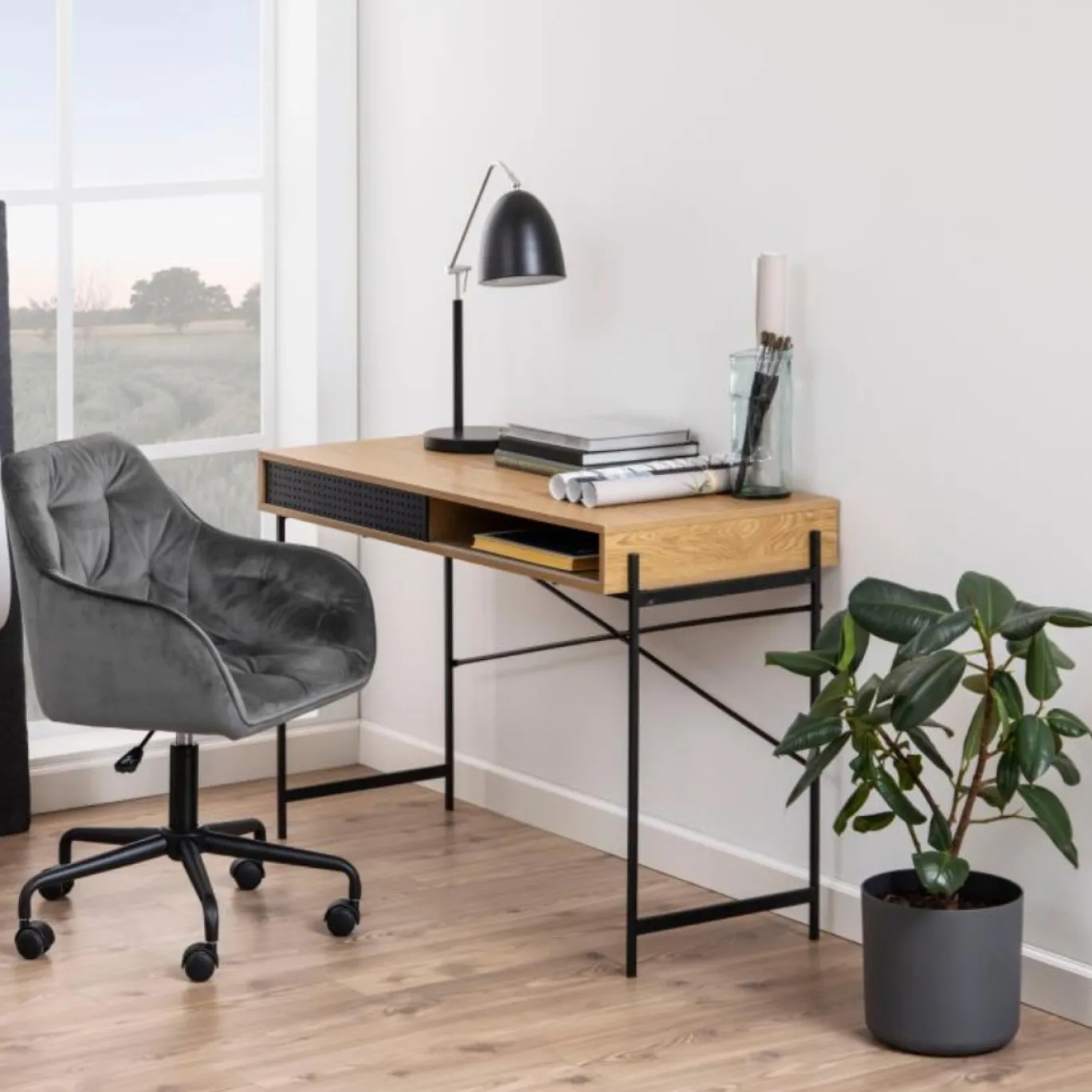 Bureau Finn Paper Mat Wild Eiken 110cm - Giga Living