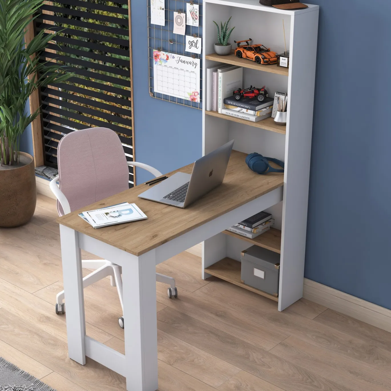 Bureau Gucer Wit/Walnoot