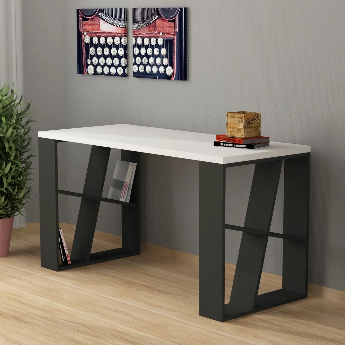 Bureau Honey Wit/Antraciet 140cm
