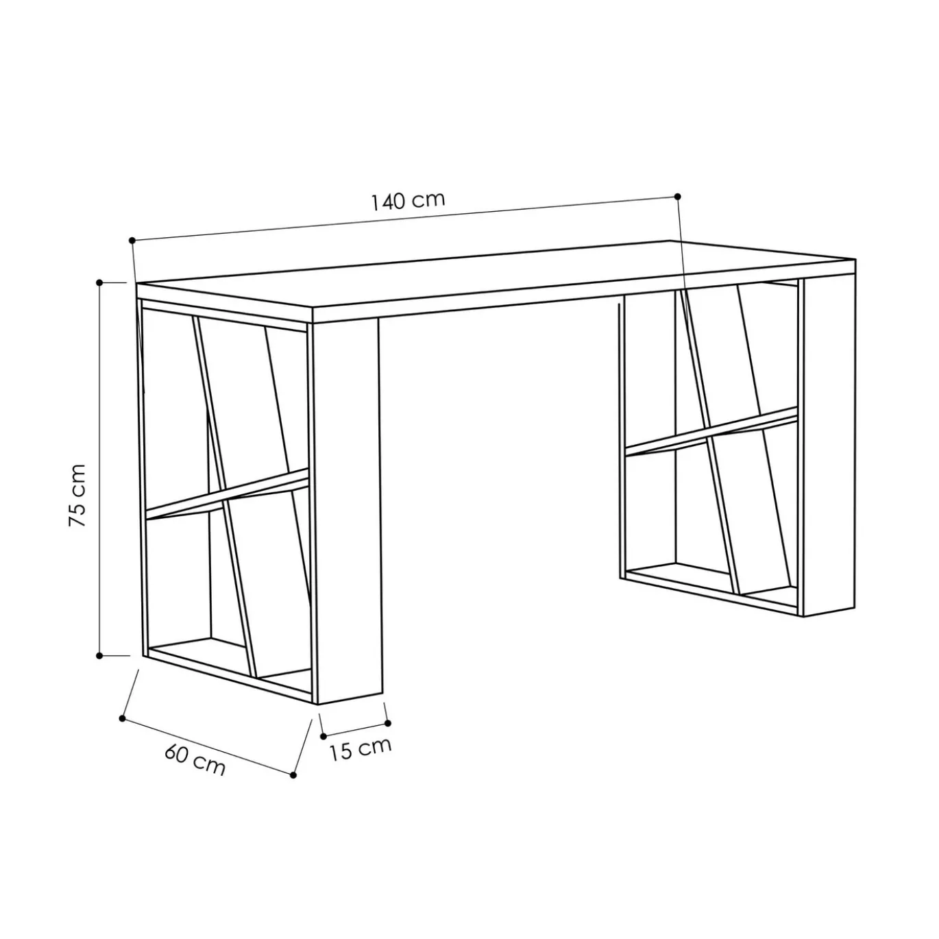 Bureau Honey Wit/Naturel 140cm