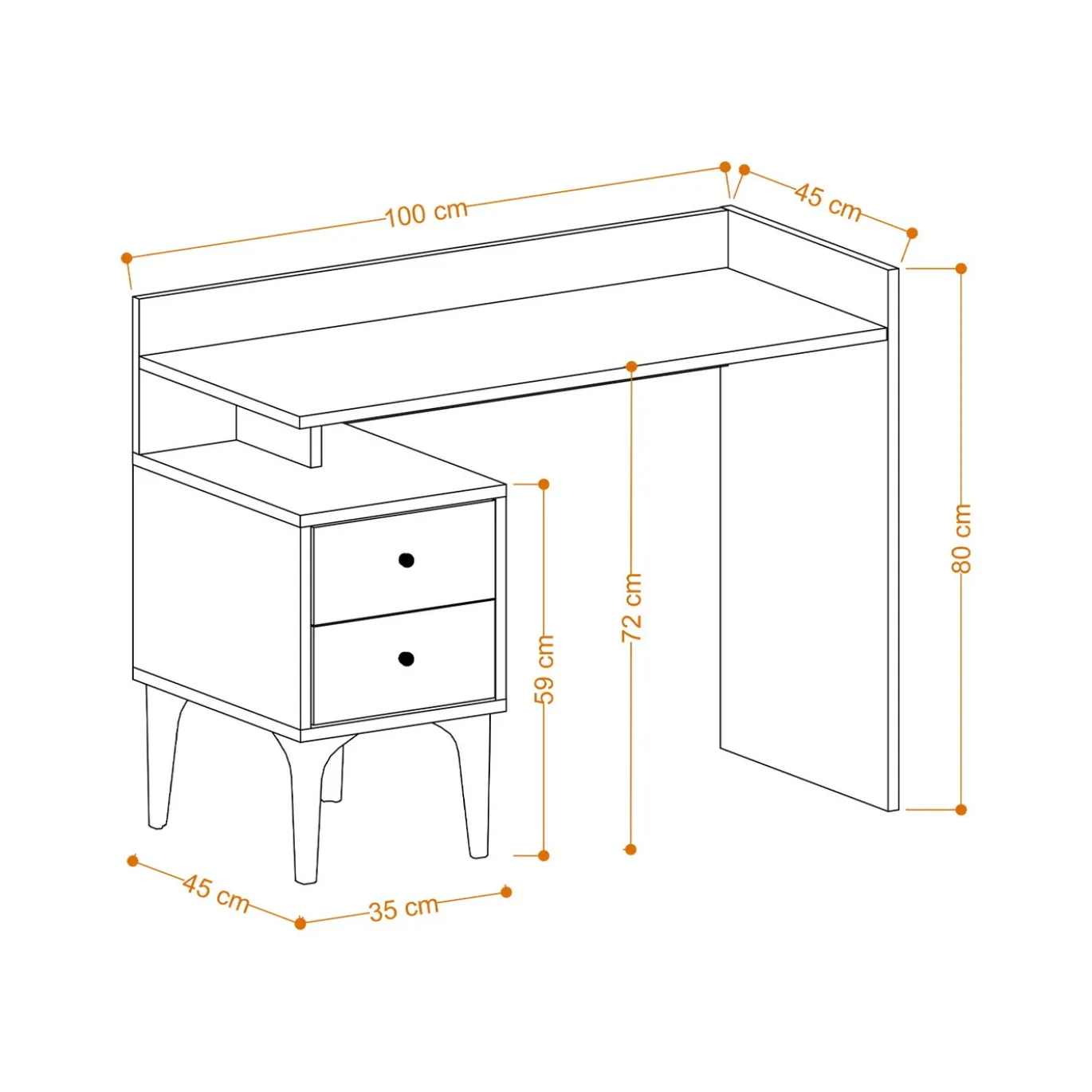 Bureau Puuk Naturel 100cm