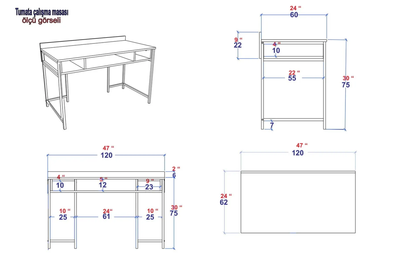 Bureau Tumata Melamine Goud Wit