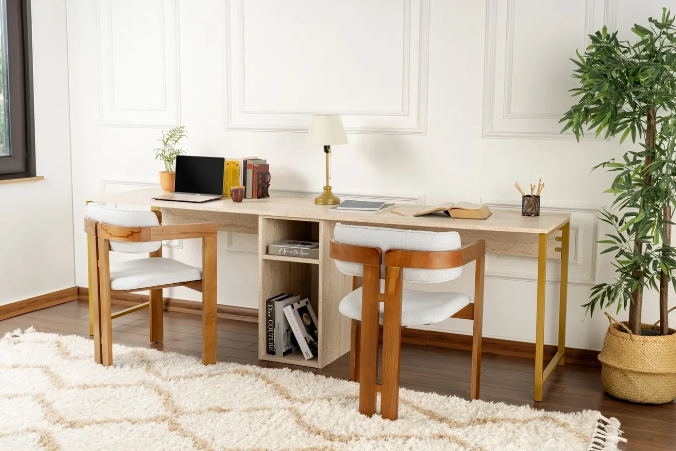 Bureau Twin Travertinlook 240cm