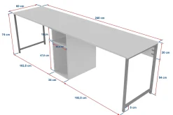 Bureau Twin Travertinlook 240cm