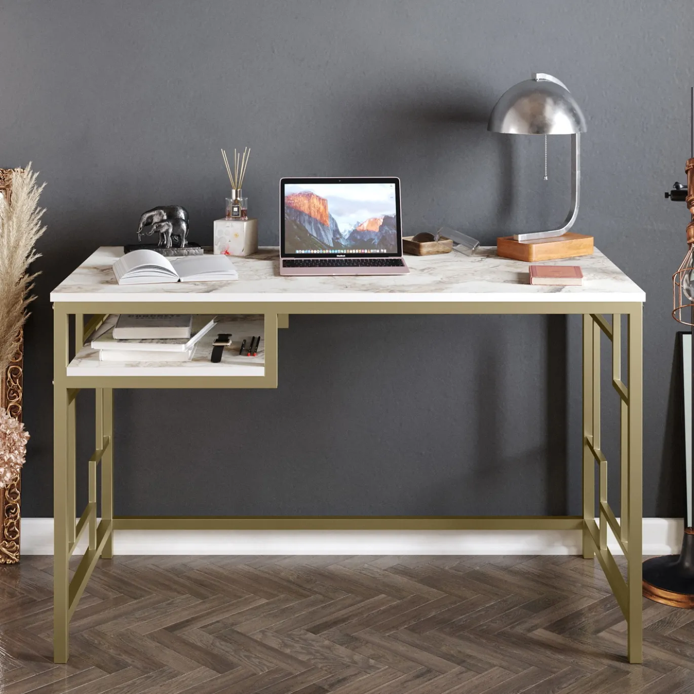 Bureau Victory Wit/Goud 120cm