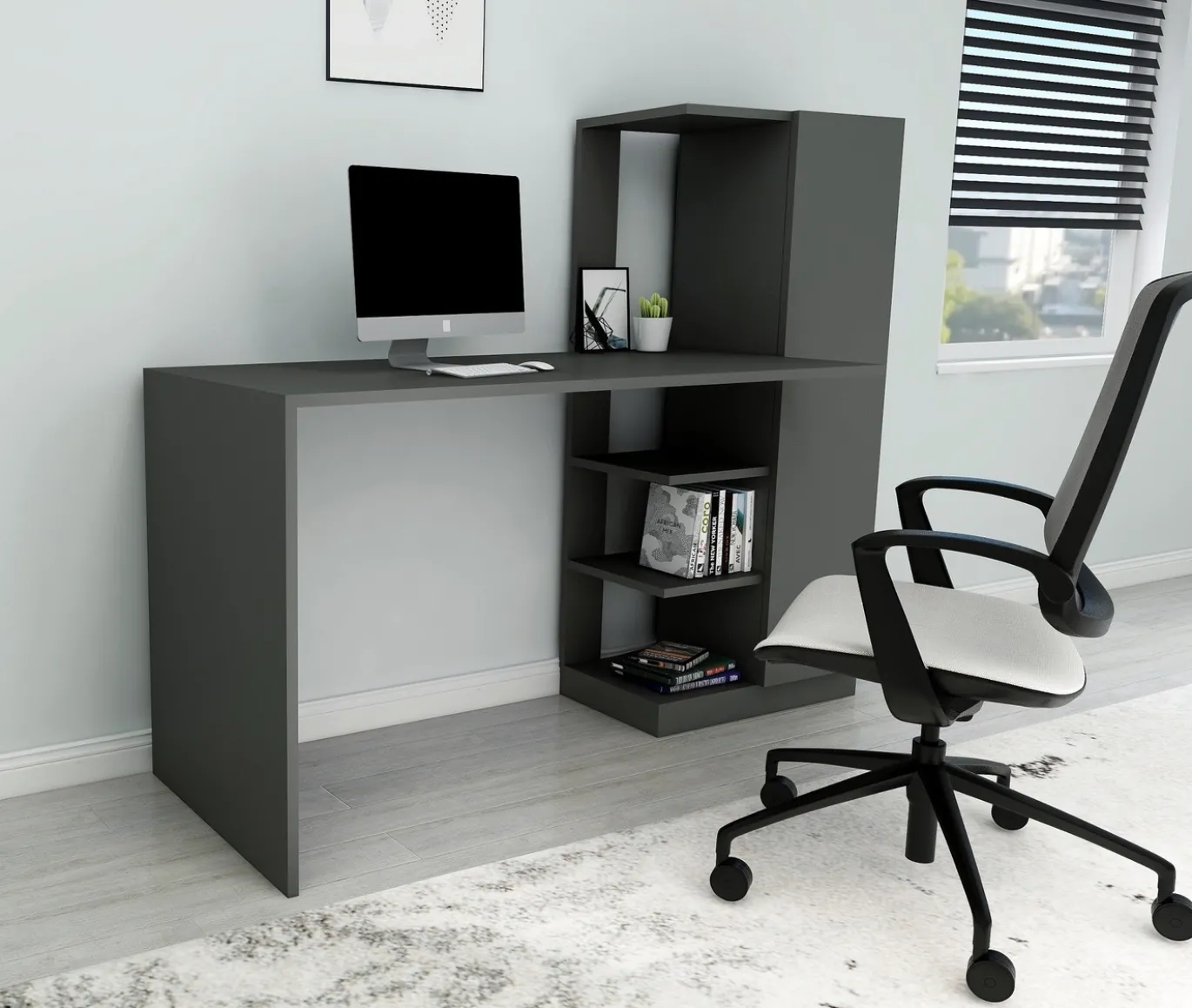 Bureau Yagiz Antraciet 150cm
