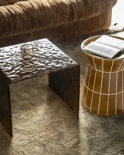 By-Boo Bijzettafel Ripple Glas Bruin