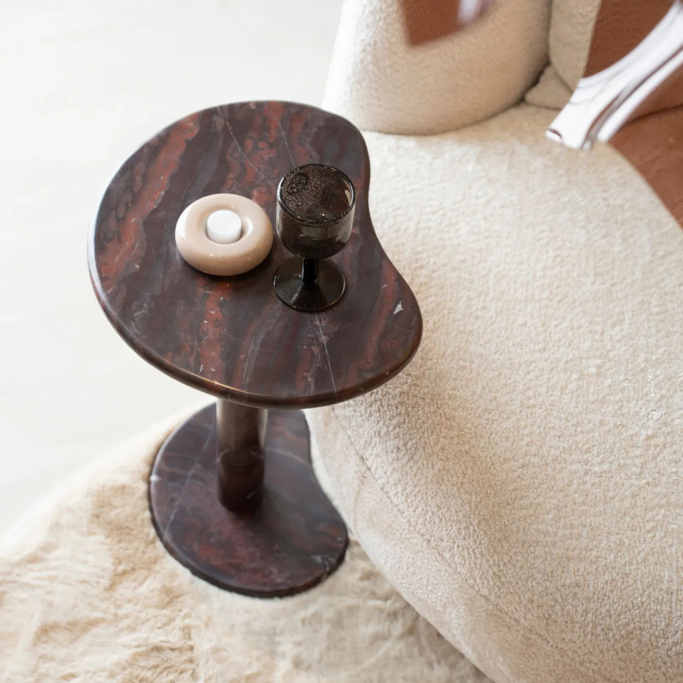 By-Boo Bijzettafel Rosso Marmer Bruin