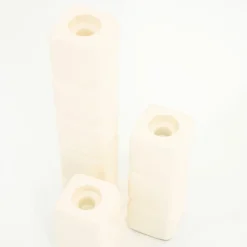 By-Boo Kandelaar Cube Beige Set van 3