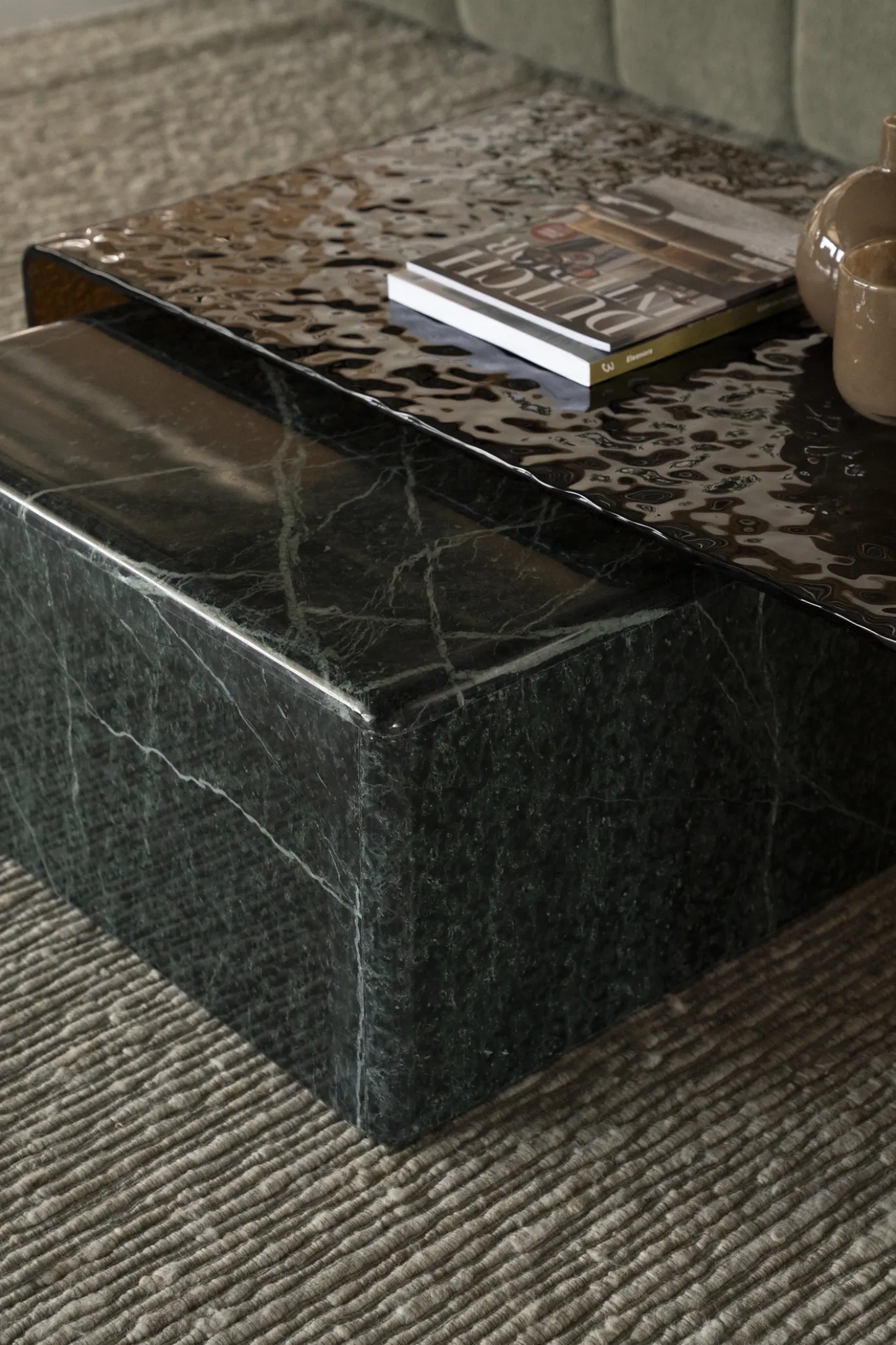 By-Boo Salontafel Ripple Glas Bruin
