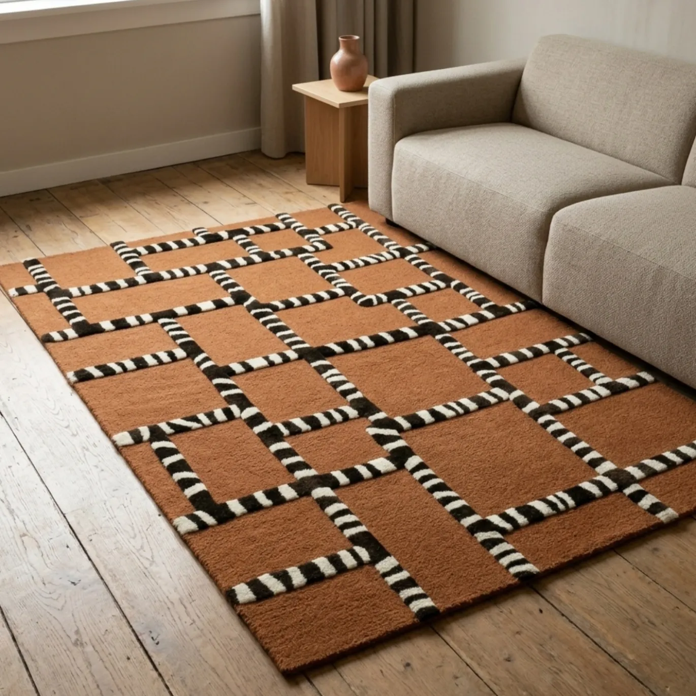 By-Boo Vloerkleed Stripescape Caramel
