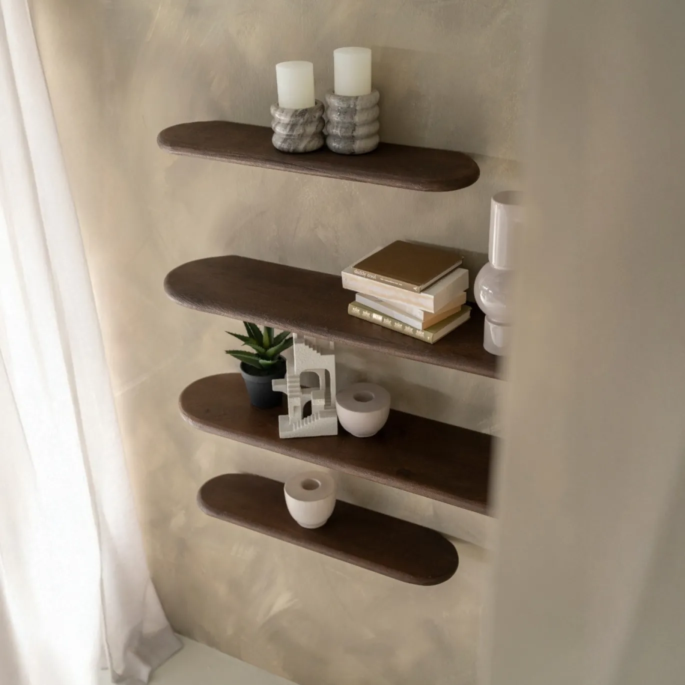 By-Boo Wandplank Tre Small Hout Bruin 49cm