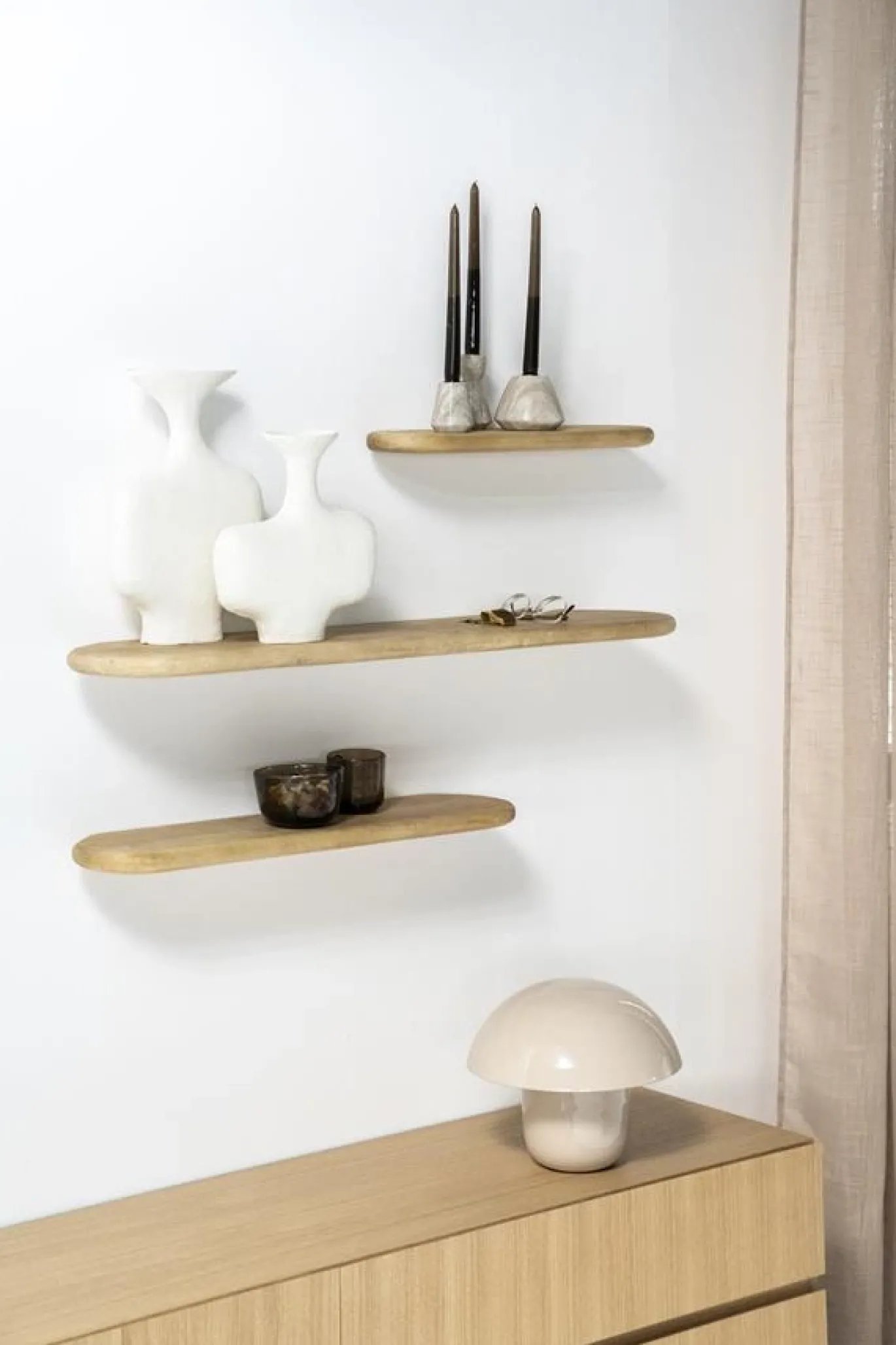 By-Boo Wandplank Tre Small Hout Naturel 49cm