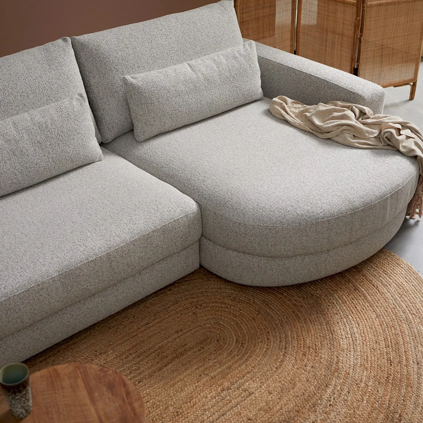 Chaise Longue Bank Como Rond Rechts Puente Lichtgrijs