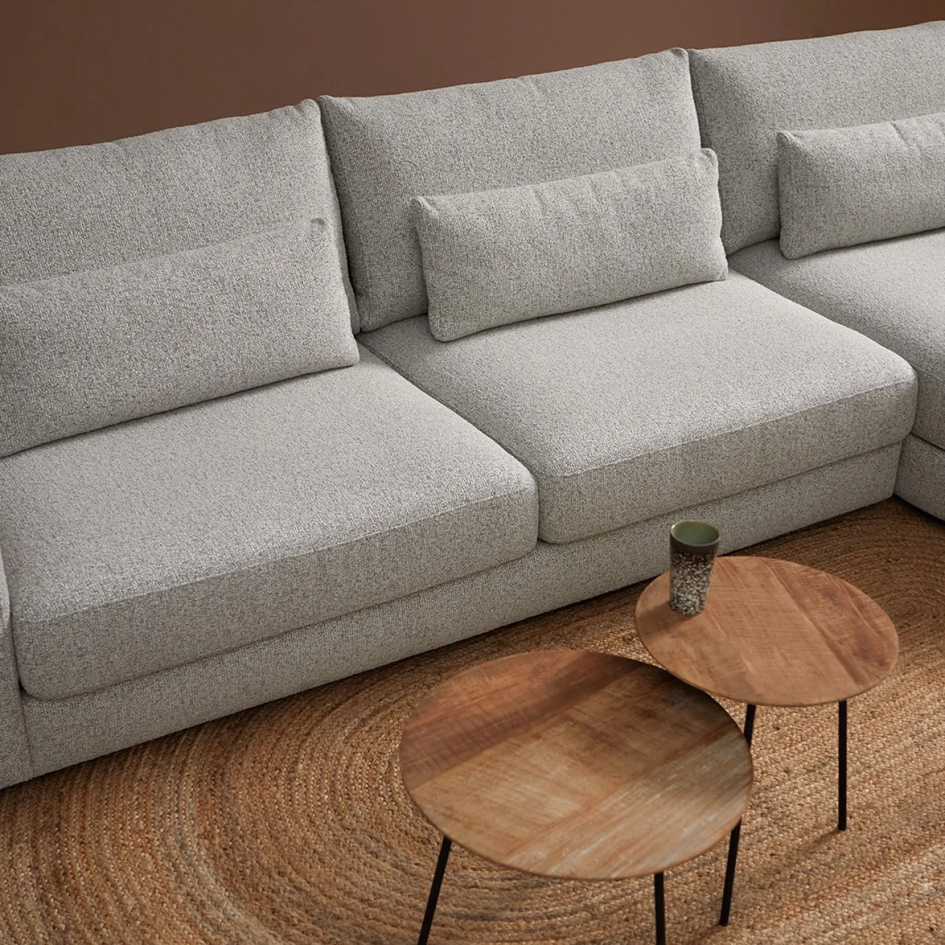 Chaise Longue Bank Como Rond Rechts Puente Lichtgrijs