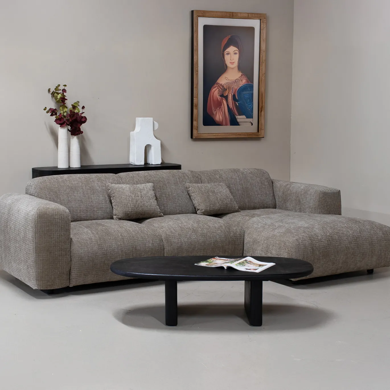 Chaise Longue Bank Dijon 3-zits Rechts Taupe - Giga Meubel