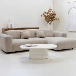 Chaise Longue Bank Dijon 3-zits Rechts Beige - Giga Meubel