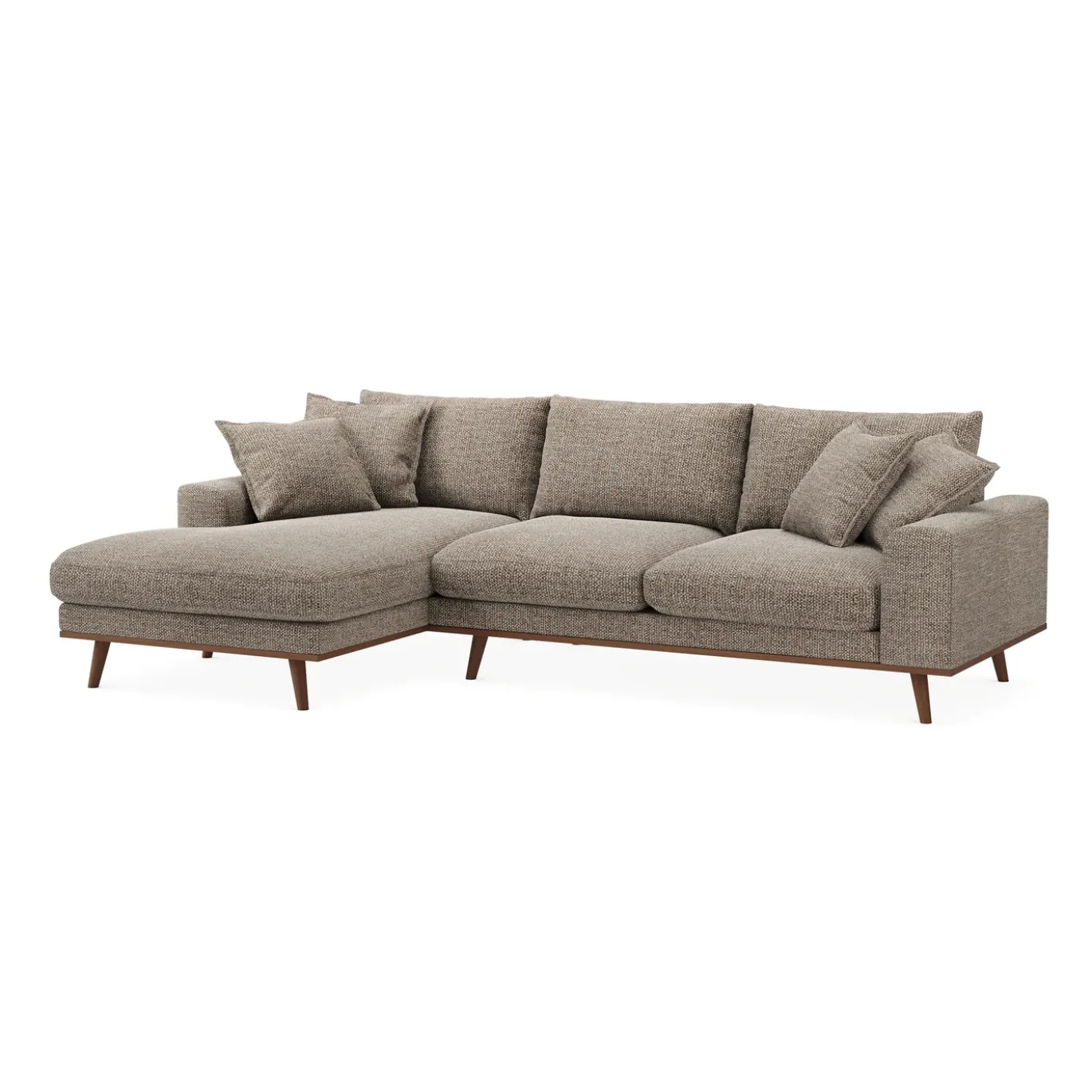 Chaise Longue Bank Harper 3-Zits Silencio Lichtbruin Links - Giga Meubel