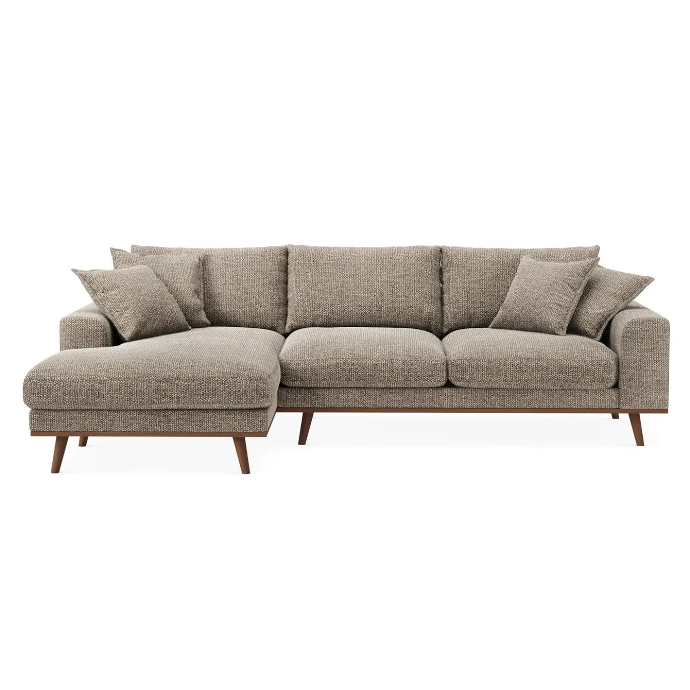 Chaise Longue Bank Harper 3-Zits Silencio Lichtbruin Links - Giga Meubel