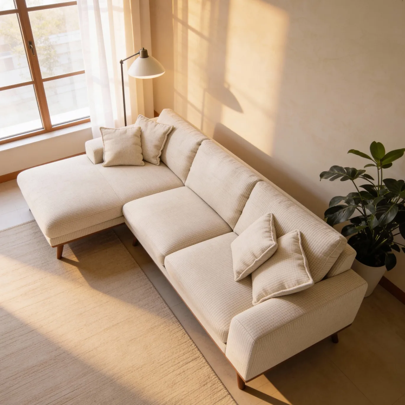 Chaise Longue Bank Harper 3-Zits Silencio Beige Links - Giga Meubel