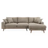 Chaise Longue Bank Harper 3-Zits Silencio Lichtbruin Rechts - Giga Meubel