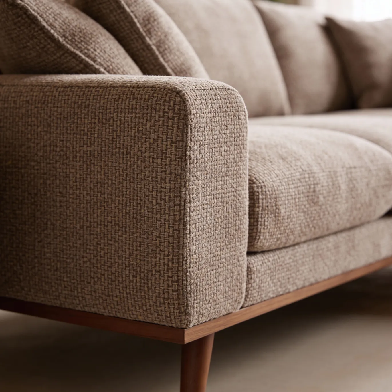 Chaise Longue Bank Harper 3-Zits Silencio Lichtbruin Rechts - Giga Meubel