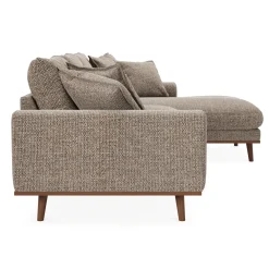 Chaise Longue Bank Harper 3-Zits Silencio Lichtbruin Rechts - Giga Meubel