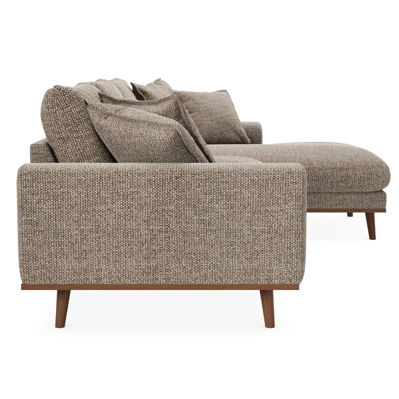 Chaise Longue Bank Harper 3-Zits Silencio Lichtbruin Rechts - Giga Meubel