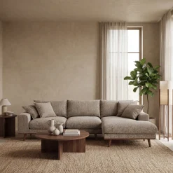 Chaise Longue Bank Harper 3-Zits Silencio Lichtbruin Rechts - Giga Meubel