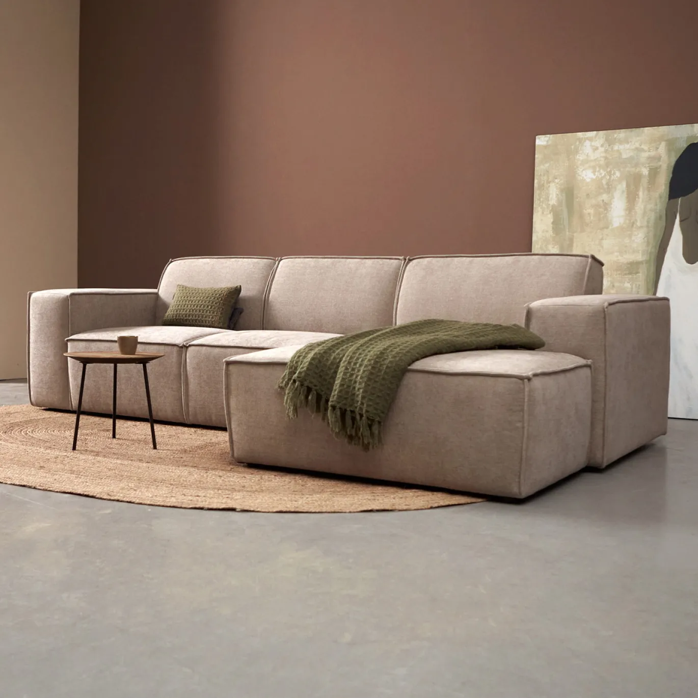 Chaise Longue Bank Play Rechts Tesla Taupe