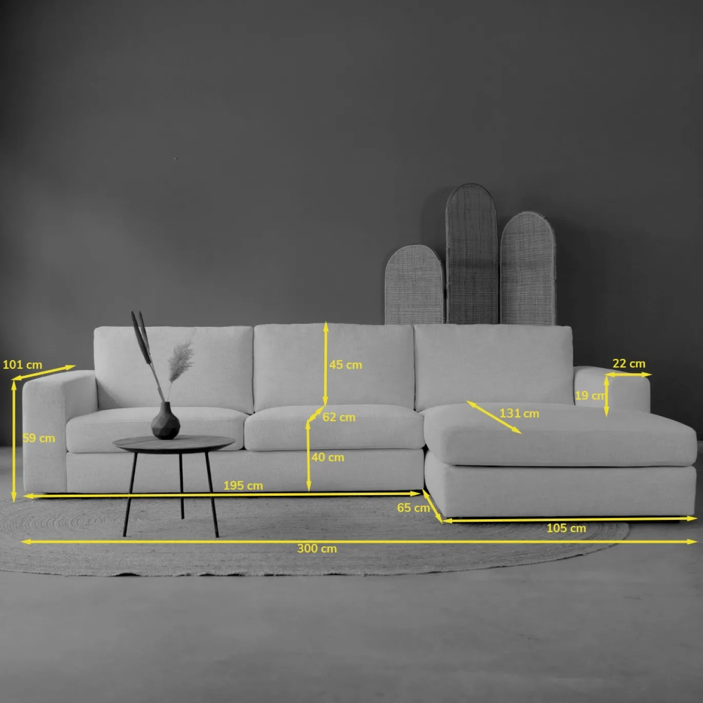 Chaise Longue Bank Uno Links Modesto Lichtgrijs