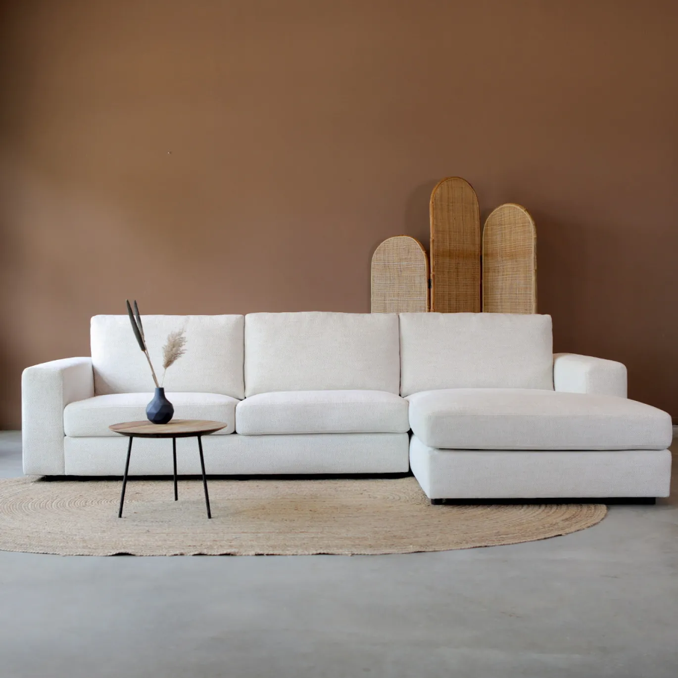 Chaise Longue Bank Uno Rechts Modesto Lichtgrijs