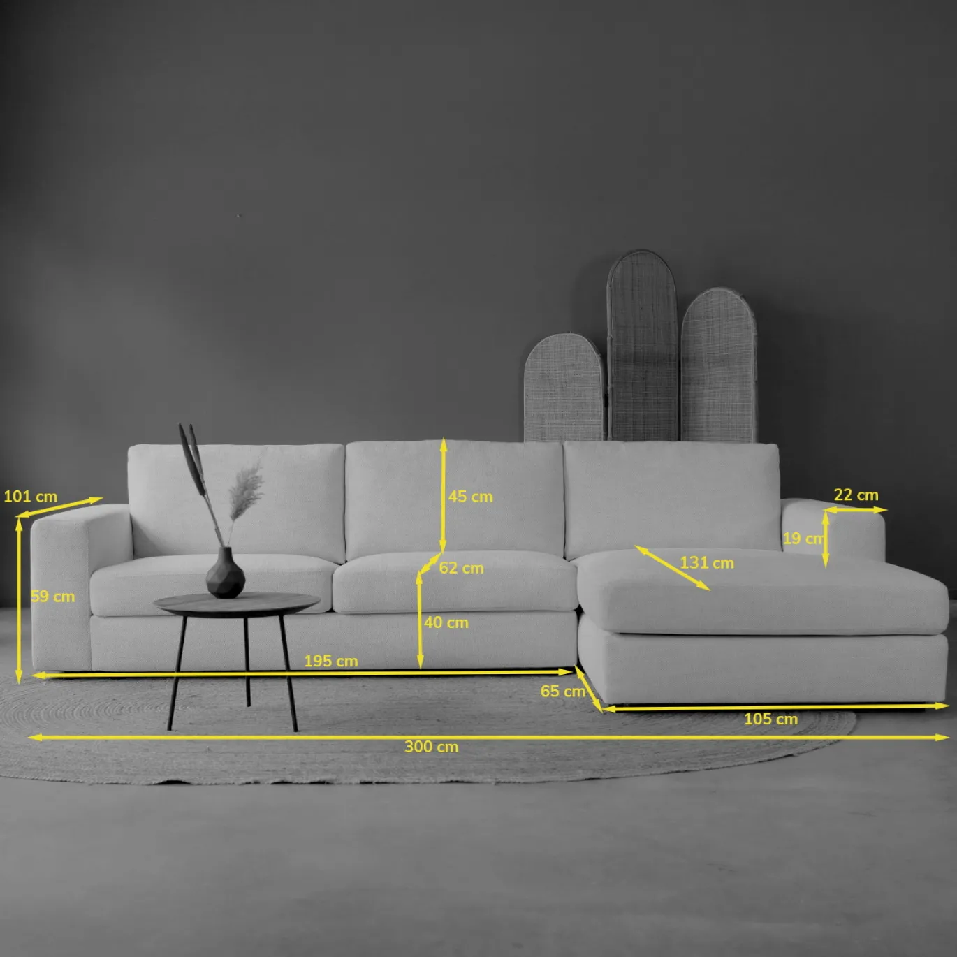 Chaise Longue Bank Uno Rechts Lincoln Beige