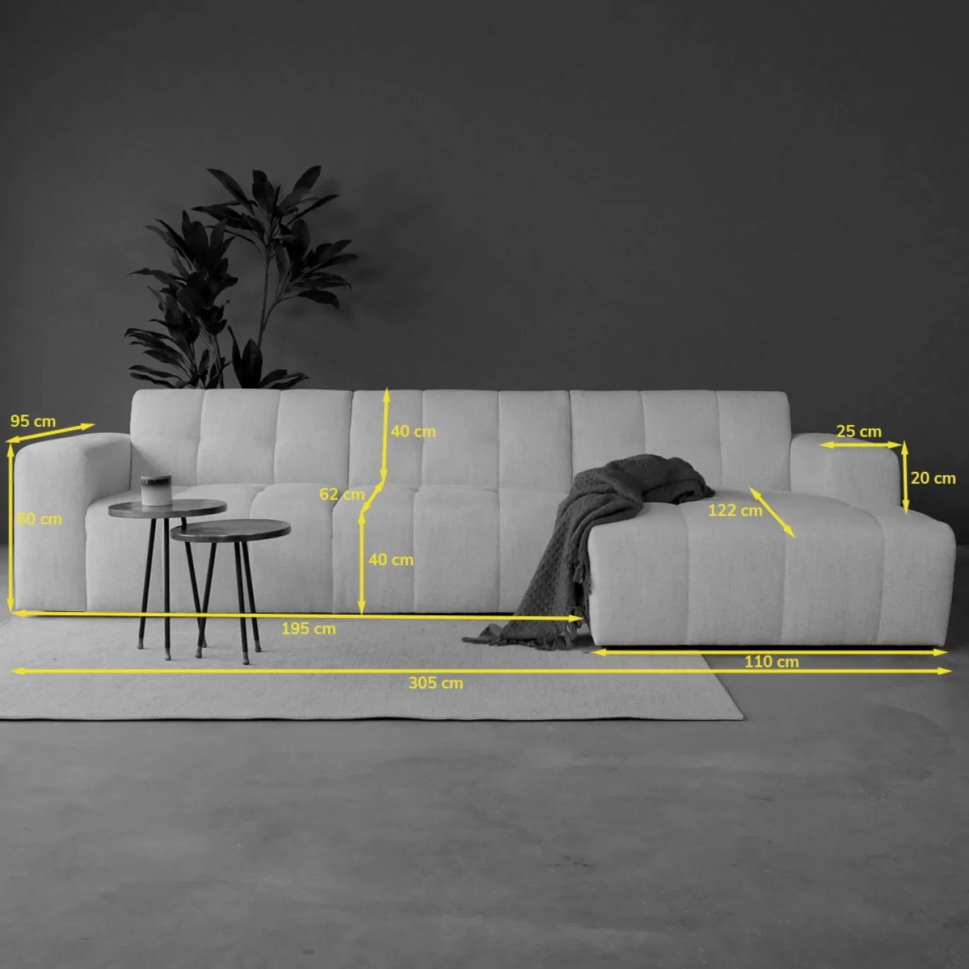 Chaise Longue Bank Wave Links Modesto Lichtgrijs