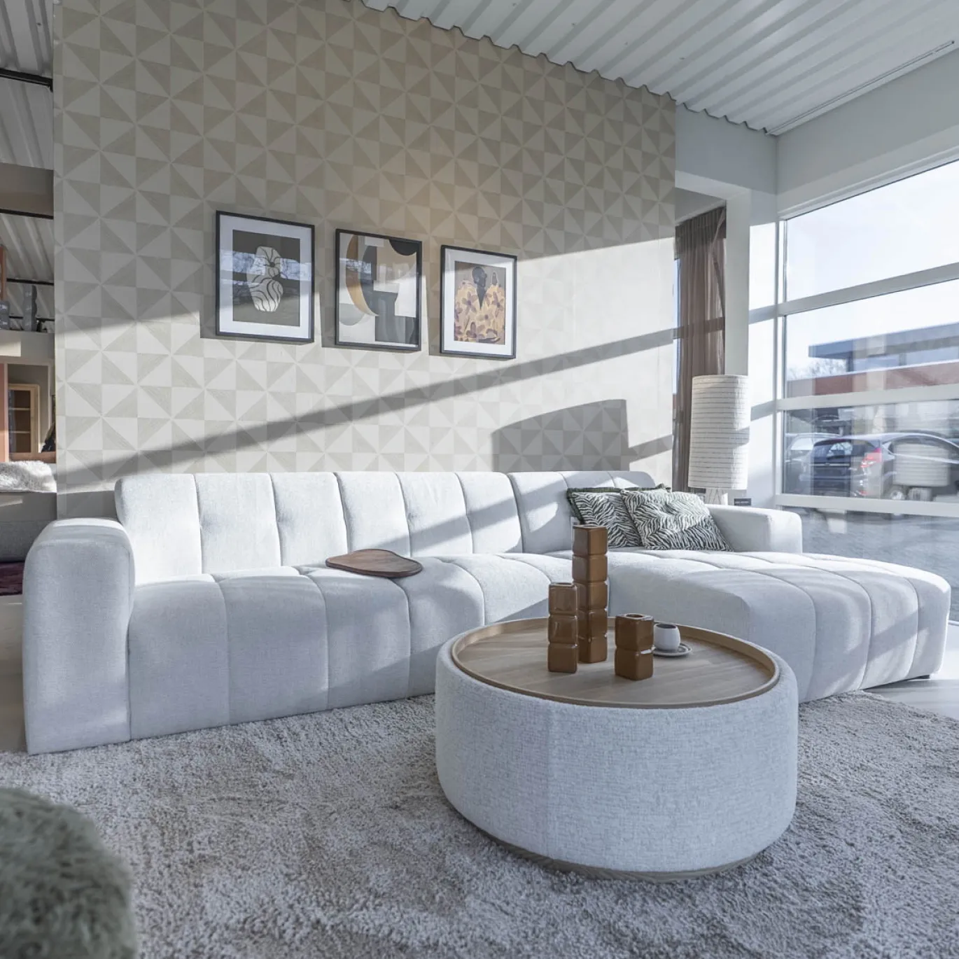 Chaise Longue Bank Wave Rechts Modesto Lichtgrijs