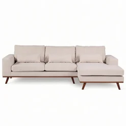 Chaise Longue Bank 3-Zits Grande Japandi Beige Rechts - Giga Meubel