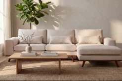 Chaise Longue Bank 3-Zits Grande Japandi Beige Rechts - Giga Meubel